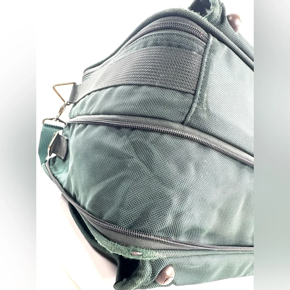 Tumi Vintage Green Ballistic Nylon Large Messenger Briefcase Laptop Bag Travel